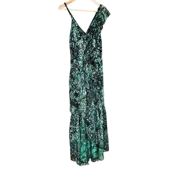Alice + Olivia Emerald Green Shanel Animal Print Maxi Dress Sz 0 - Picture 4 of 8